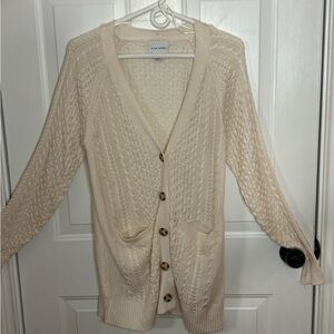 Pink Rose Cream Cable Knit Cardigan